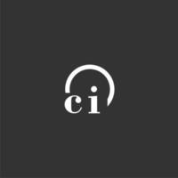 CI initial monogram logo with creative circle line design vector