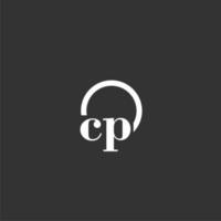 CP initial monogram logo with creative circle line design vector
