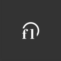 FL initial monogram logo with creative circle line design vector