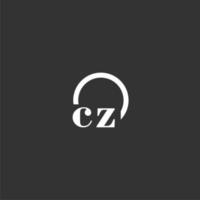 CZ initial monogram logo with creative circle line design vector