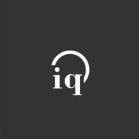 IQ initial monogram logo with creative circle line design vector