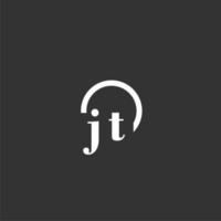 JT initial monogram logo with creative circle line design vector