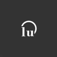 LU initial monogram logo with creative circle line design vector