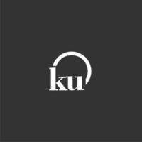 KU initial monogram logo with creative circle line design vector