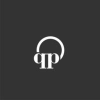 QP initial monogram logo with creative circle line design vector