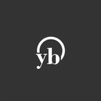 YB initial monogram logo with creative circle line design vector