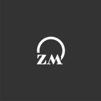 ZM initial monogram logo with creative circle line design vector