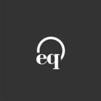 EQ initial monogram logo with creative circle line design vector