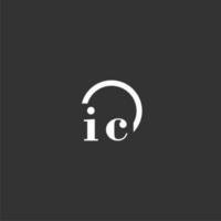 IC initial monogram logo with creative circle line design vector