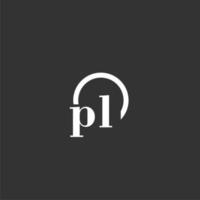 PL initial monogram logo with creative circle line design vector