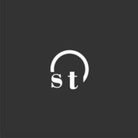 ST initial monogram logo with creative circle line design vector