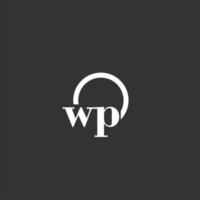 WP initial monogram logo with creative circle line design vector