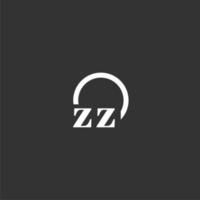 ZZ initial monogram logo with creative circle line design vector
