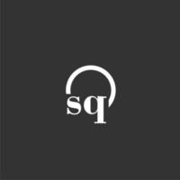 SQ initial monogram logo with creative circle line design vector