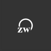 ZW initial monogram logo with creative circle line design vector