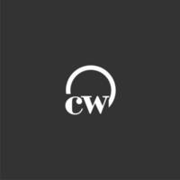 CW initial monogram logo with creative circle line design vector