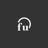 FU initial monogram logo with creative circle line design vector