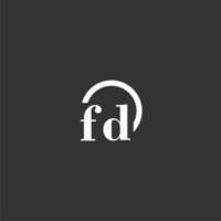 FD initial monogram logo with creative circle line design vector