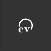 logotipo de monograma inicial cv con diseño de línea de círculo creativo vector