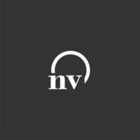 NV initial monogram logo with creative circle line design vector