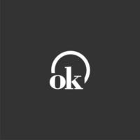 OK initial monogram logo with creative circle line design vector