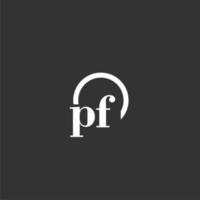 PF initial monogram logo with creative circle line design vector