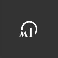 ML initial monogram logo with creative circle line design vector