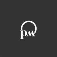 PM initial monogram logo with creative circle line design vector