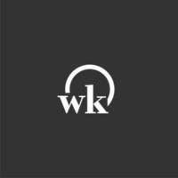 WK initial monogram logo with creative circle line design vector