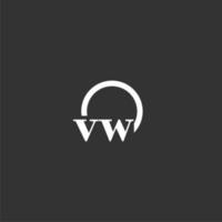 VW initial monogram logo with creative circle line design vector