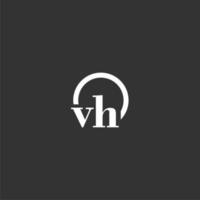 logotipo de monograma inicial vh con diseño de línea de círculo creativo vector