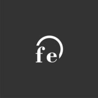 FE initial monogram logo with creative circle line design vector