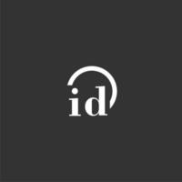 ID initial monogram logo with creative circle line design vector