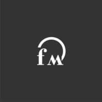 logotipo de monograma inicial fm con diseño de línea de círculo creativo vector