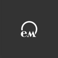 EM initial monogram logo with creative circle line design vector