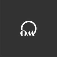 OM initial monogram logo with creative circle line design vector