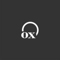 OX initial monogram logo with creative circle line design vector
