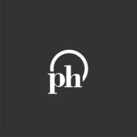 PH initial monogram logo with creative circle line design vector