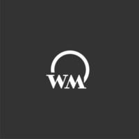 WM initial monogram logo with creative circle line design vector