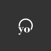 YO initial monogram logo with creative circle line design vector