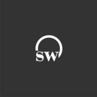 SW initial monogram logo with creative circle line design vector