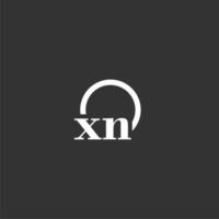 XN initial monogram logo with creative circle line design vector