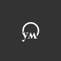 YM initial monogram logo with creative circle line design vector