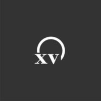 logotipo de monograma inicial xv con diseño de línea de círculo creativo vector