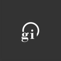 GI initial monogram logo with creative circle line design vector