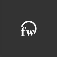 logotipo de monograma inicial fw con diseño de línea de círculo creativo vector