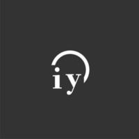 IY initial monogram logo with creative circle line design vector