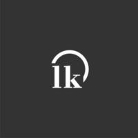 LK initial monogram logo with creative circle line design vector