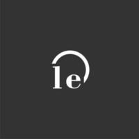 LE initial monogram logo with creative circle line design vector