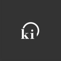 KI initial monogram logo with creative circle line design vector